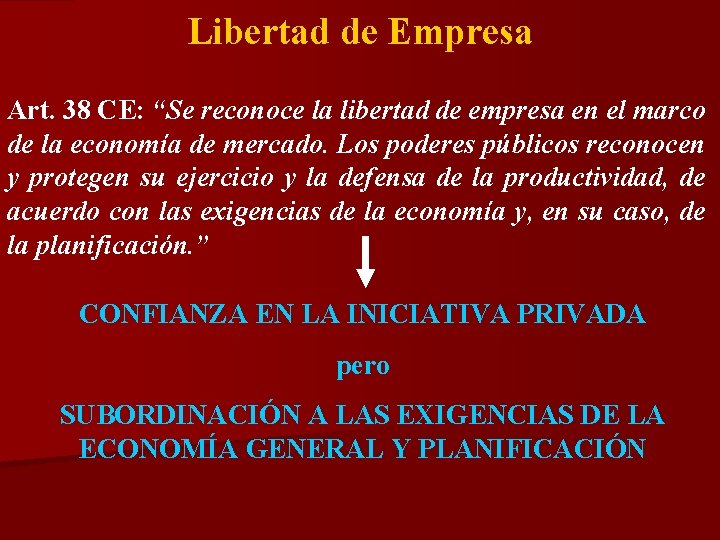 Libertad de Empresa Art. 38 CE: “Se reconoce la libertad de empresa en el Libertad de Empresa Art. 38 CE: “Se reconoce la libertad de empresa en el