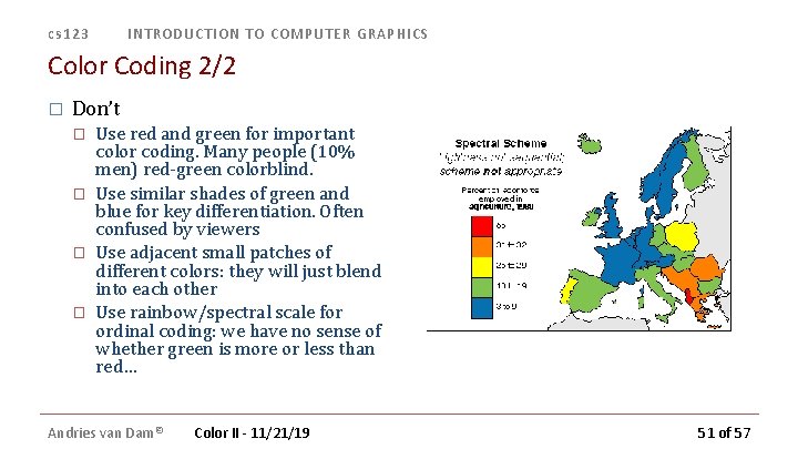 cs 123 INTRODUCTION TO COMPUTER GRAPHICS Color Coding 2/2 � Don’t � � Use cs 123 INTRODUCTION TO COMPUTER GRAPHICS Color Coding 2/2 � Don’t � � Use