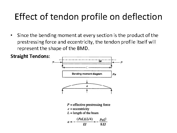 Effect of tendon profile on deflection • Since the bending moment at every section Effect of tendon profile on deflection • Since the bending moment at every section