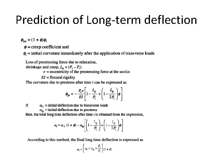 Prediction of Long-term deflection Prediction of Long-term deflection