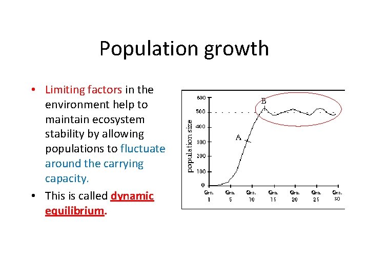 Population growth • Limiting factors in the environment help to maintain ecosystem stability by