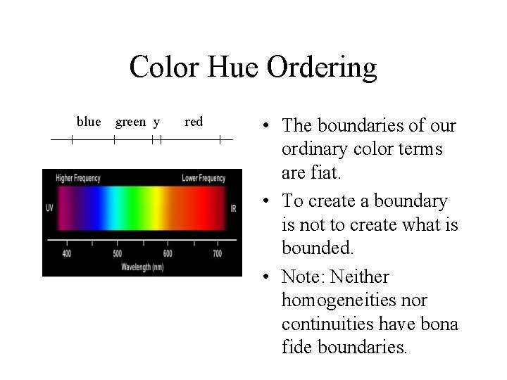 Color Hue Ordering blue green y red • The boundaries of our ordinary color Color Hue Ordering blue green y red • The boundaries of our ordinary color