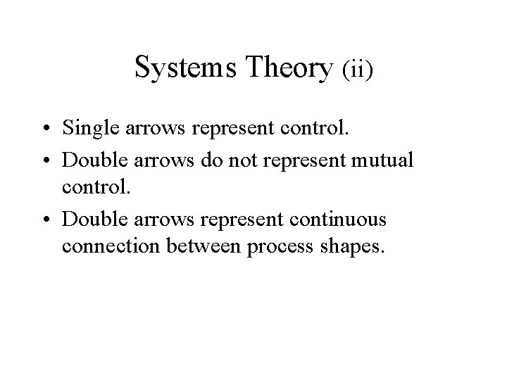 Systems Theory (ii) • Single arrows represent control. • Double arrows do not represent Systems Theory (ii) • Single arrows represent control. • Double arrows do not represent