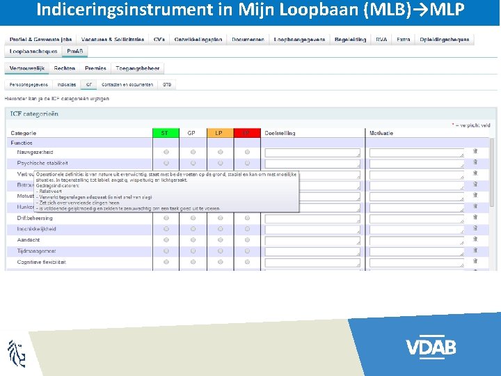 Indiceringsinstrument in Mijn Loopbaan (MLB)→MLP 