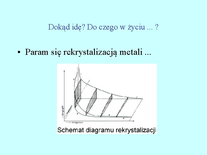 Dokąd idę? Do czego w życiu. . . ? • Param się rekrystalizacją metali.