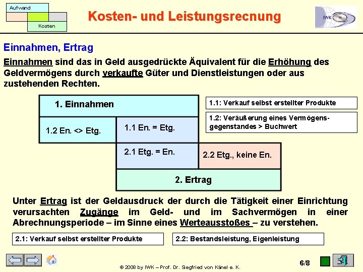 Aufwand Kosten- und Leistungsrecnung Einnahmen, Ertrag Einnahmen sind das in Geld ausgedrückte Äquivalent für