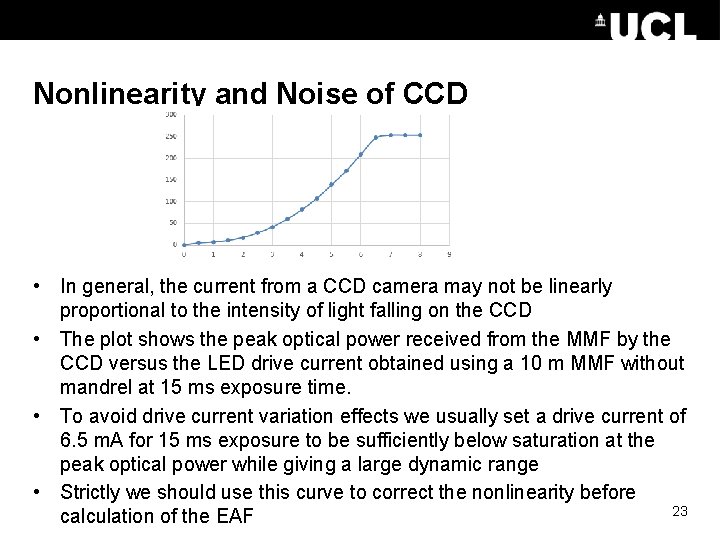 Nonlinearity and Noise of CCD • In general, the current from a CCD camera