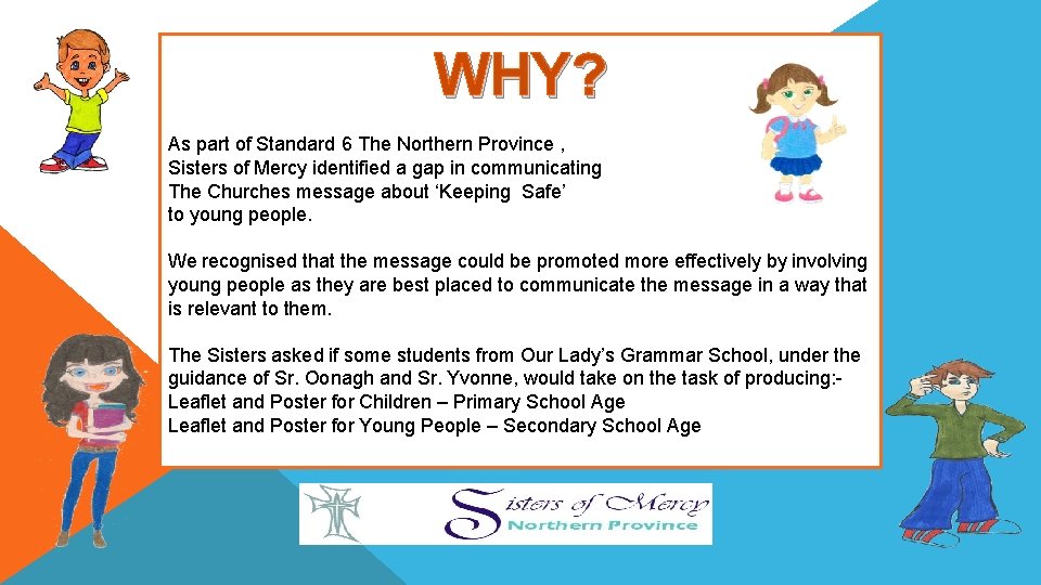 WHY? As part of Standard 6 The Northern Province , Sisters of Mercy identified