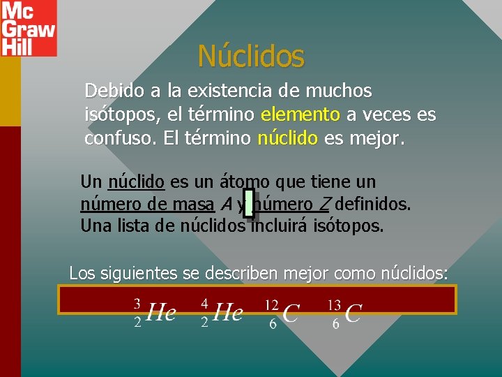 Núclidos Debido a la existencia de muchos isótopos, el término elemento a veces es