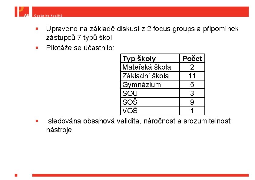 § § § Upraveno na základě diskusí z 2 focus groups a připomínek zástupců