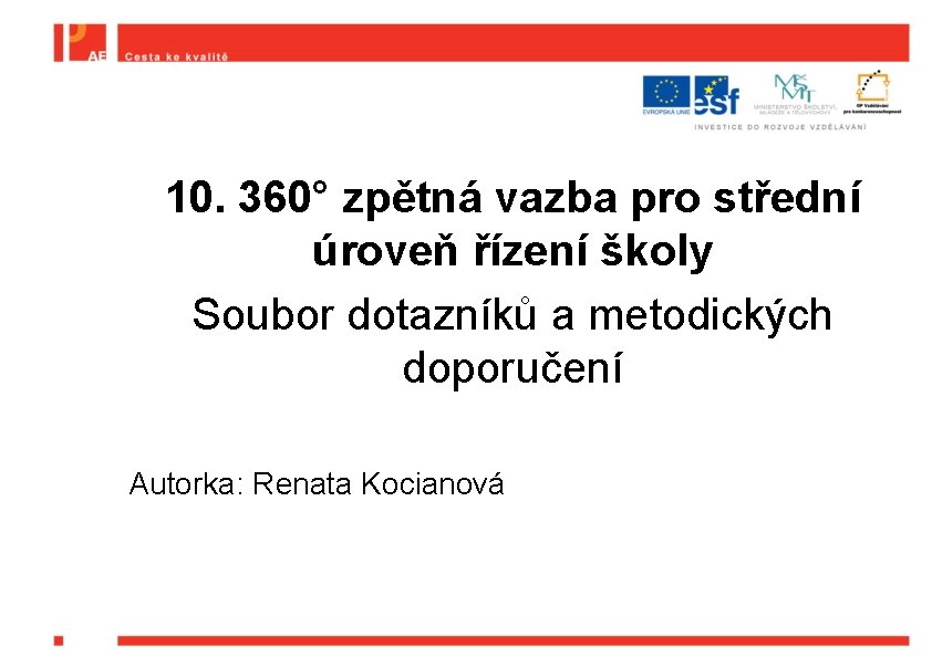 10. 360° zpětná vazba pro střední úroveň řízení školy Soubor dotazníků a metodických doporučení