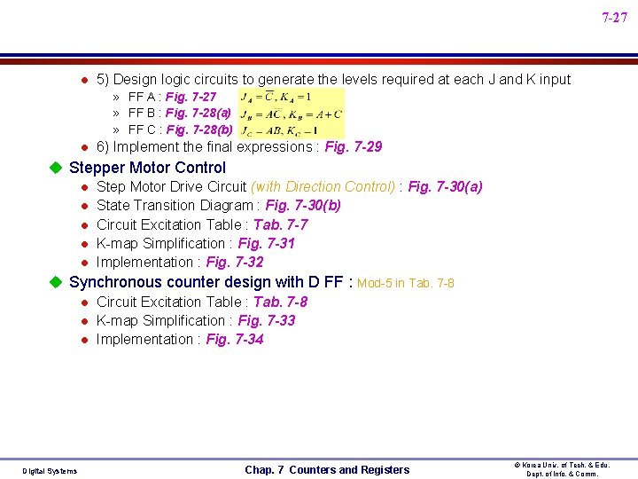 7 -27 l 5) Design logic circuits to generate the levels required at each 7 -27 l 5) Design logic circuits to generate the levels required at each