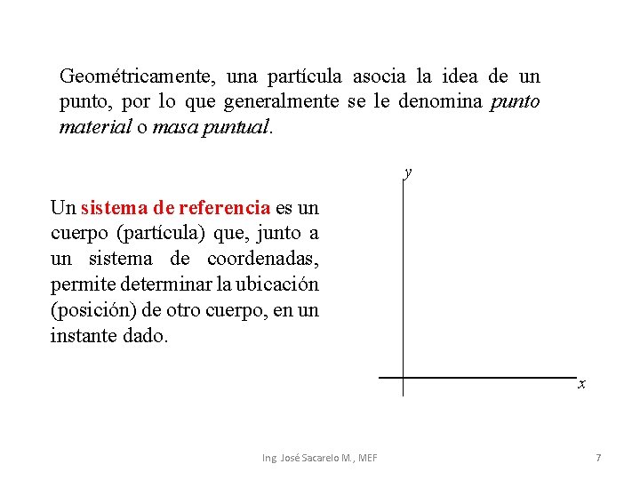 Geométricamente, una partícula asocia la idea de un punto, por lo que generalmente se