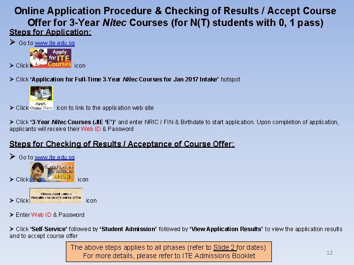Online Application Procedure & Checking of Results / Accept Course Offer for 3 -Year