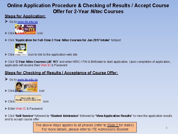 Online Application Procedure & Checking of Results / Accept Course Offer for 2 -Year