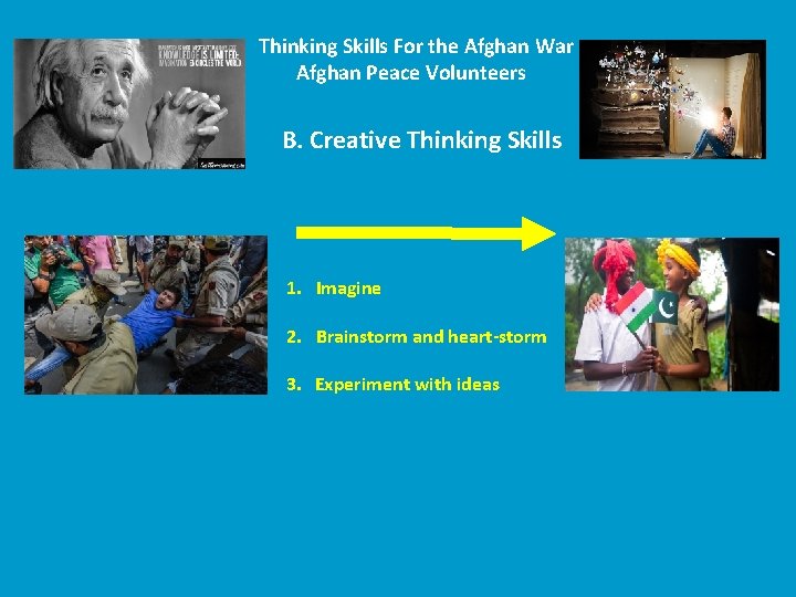 Thinking Skills For the Afghan War Afghan Peace Volunteers B. Creative Thinking Skills 1.