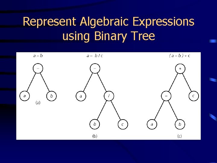 Represent Algebraic Expressions using Binary Tree 