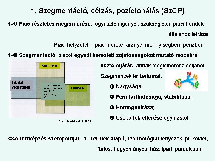 1. Szegmentáció, célzás, pozícionálás (Sz. CP) 1 - Piac részletes megismerése: fogyasztók igényei, szükségletei,