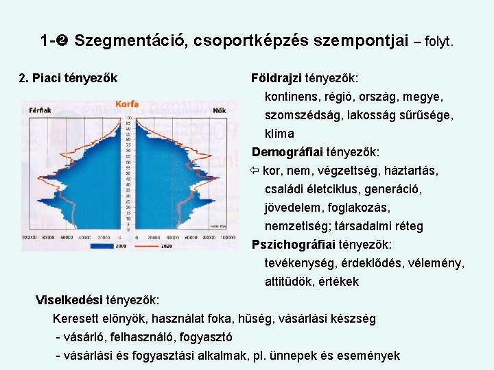 1 - Szegmentáció, csoportképzés szempontjai – folyt. 2. Piaci tényezők Földrajzi tényezők: kontinens, régió,