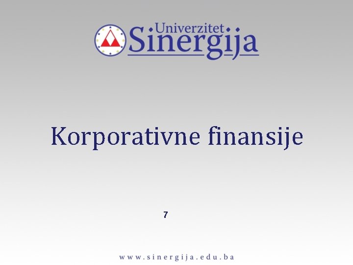 Korporativne finansije 7 