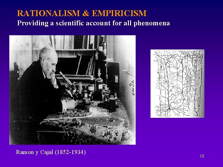 RATIONALISM & EMPIRICISM Providing a scientific account for all phenomena Ramon y Cajal (1852 RATIONALISM & EMPIRICISM Providing a scientific account for all phenomena Ramon y Cajal (1852