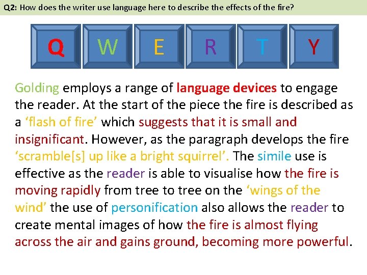 Q 2: How does the writer use language here to describe the effects of