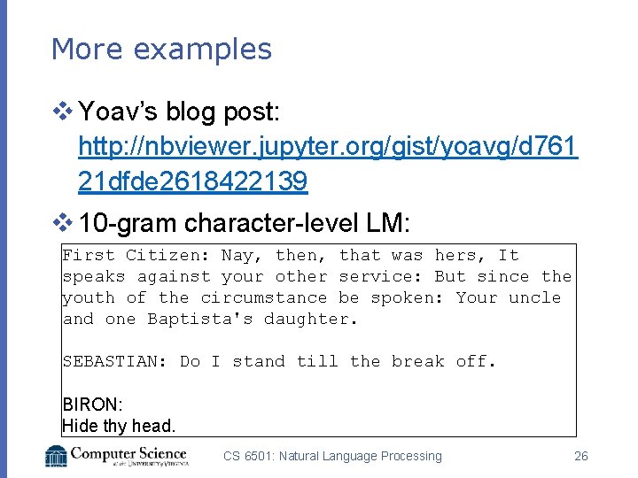 More examples v Yoav’s blog post: http: //nbviewer. jupyter. org/gist/yoavg/d 761 21 dfde 2618422139