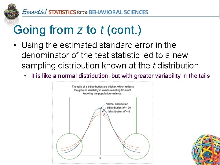 Going from z to t (cont. ) • Using the estimated standard error in