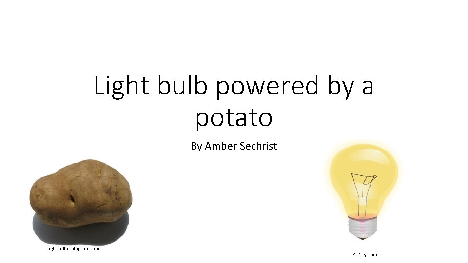 Light bulb powered by a potato By Amber Sechrist Lightbulbu. blogspot. com Pic 2