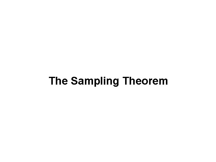 The Sampling Theorem 