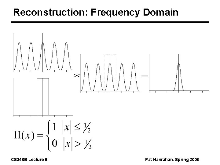 Reconstruction: Frequency Domain CS 348 B Lecture 8 Pat Hanrahan, Spring 2005 