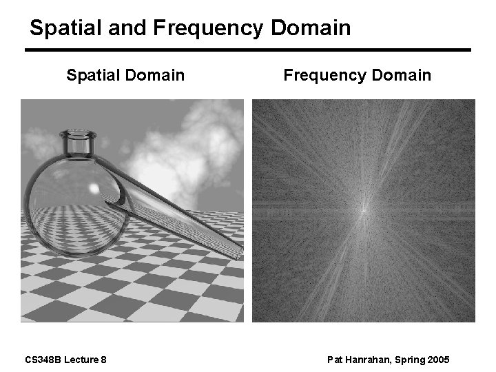 Spatial and Frequency Domain Spatial Domain CS 348 B Lecture 8 Frequency Domain Pat