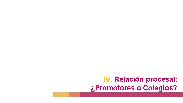 IV. Relación procesal: ¿Promotores o Colegios? 