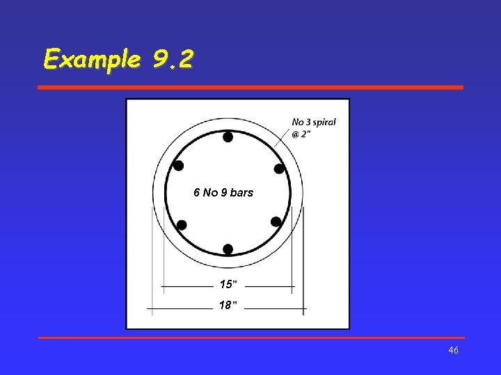 Example 9. 2 6 No 9 bars 15” 18” 46 