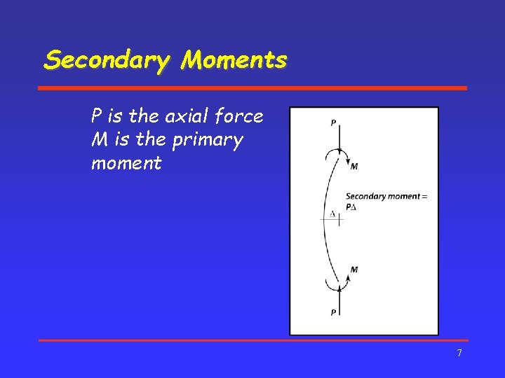 Secondary Moments P is the axial force M is the primary moment 7 