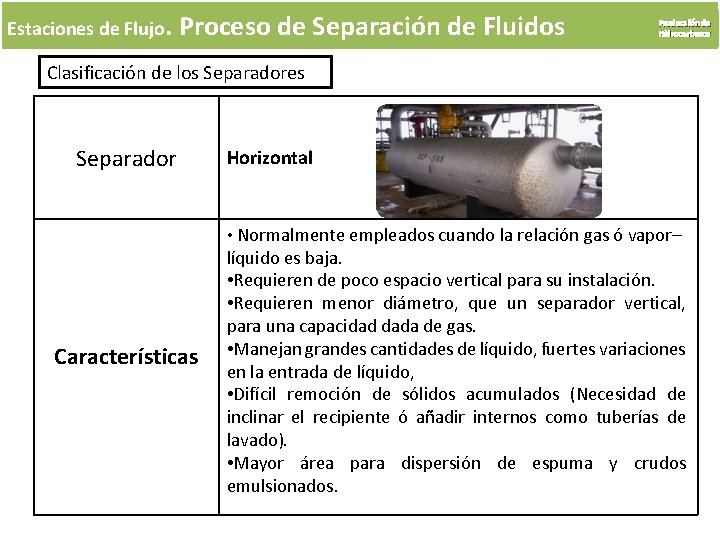 Estaciones de Flujo. Proceso de Separación de Fluidos Producción de Hidrocarburos Clasificación de los