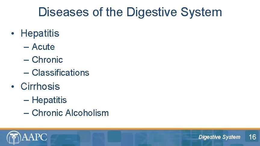 Diseases of the Digestive System • Hepatitis – Acute – Chronic – Classifications •