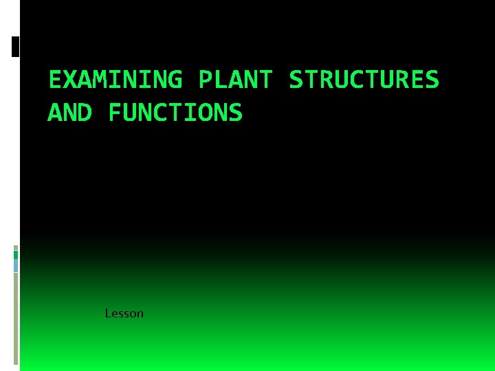 EXAMINING PLANT STRUCTURES AND FUNCTIONS Lesson 