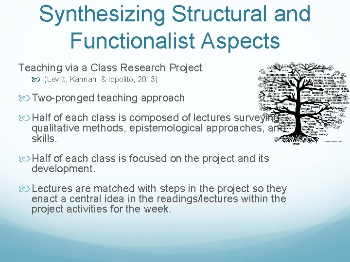 Synthesizing Structural and Functionalist Aspects Teaching via a Class Research Project (Levitt, Kannan, &