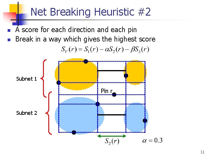 Net Breaking Heuristic #2 n n A score for each direction and each pin