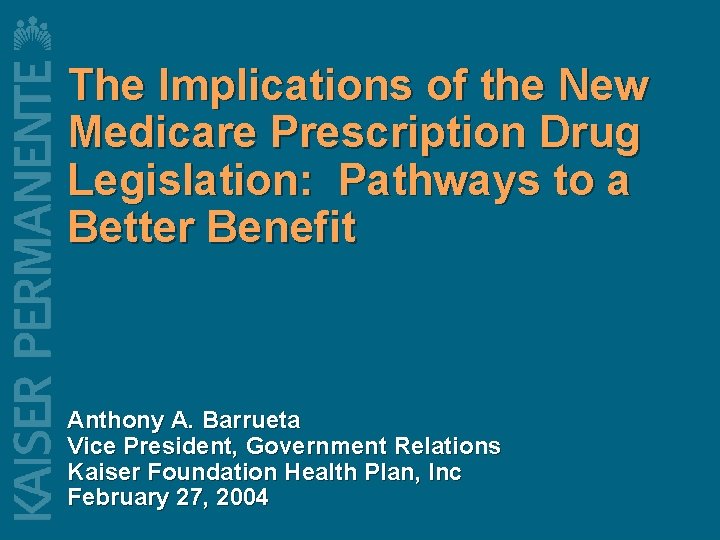The Implications of the New Medicare Prescription Drug Legislation: Pathways to a Better Benefit