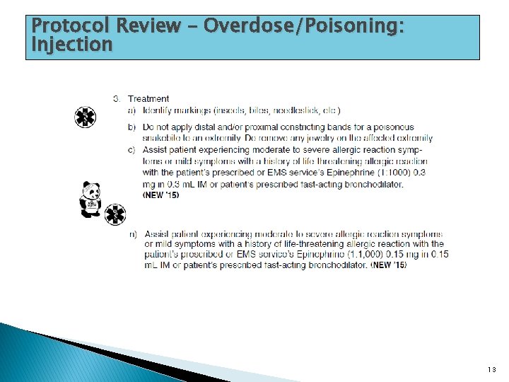 Protocol Review – Overdose/Poisoning: Injection Protocol Review – Asthma/COPD 13 