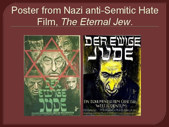 Poster from Nazi anti-Semitic Hate Film, The Eternal Jew. 