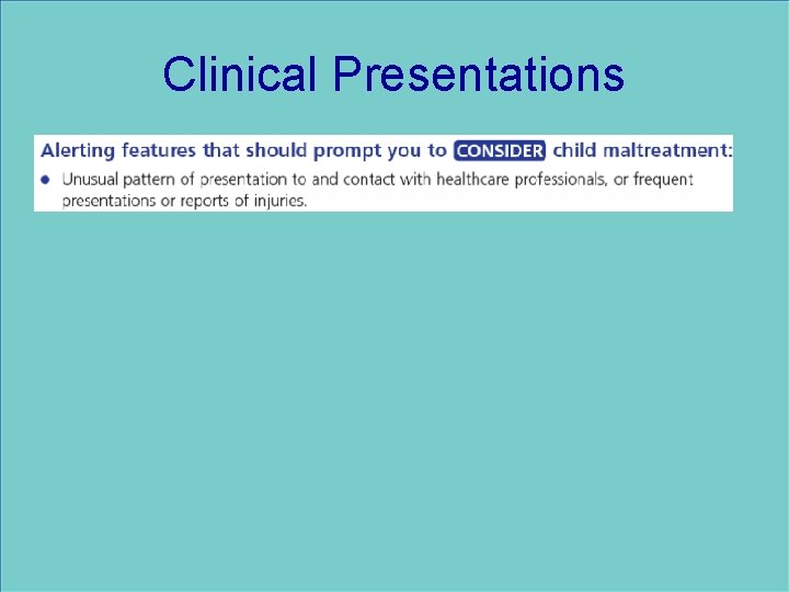 Clinical Presentations 