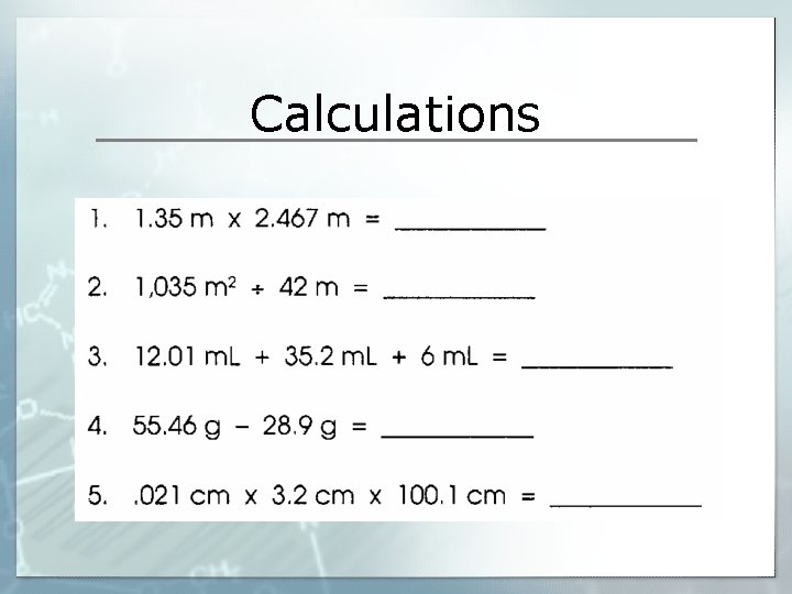 Calculations 