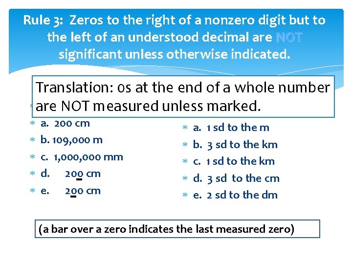 Rule 3: Zeros to the right of a nonzero digit but to the left