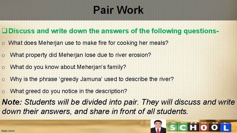 Pair Work q Discuss and write down the answers of the following questionso What