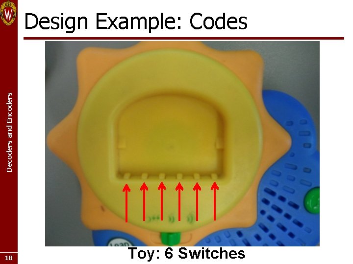 Decoders and Encoders Design Example: Codes 18 Toy: 6 Switches 