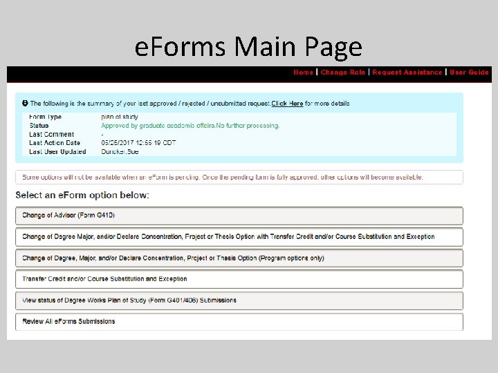 e. Forms Main Page • a 
