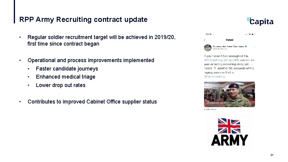 RPP Army Recruiting contract update • Regular soldier recruitment target will be achieved in